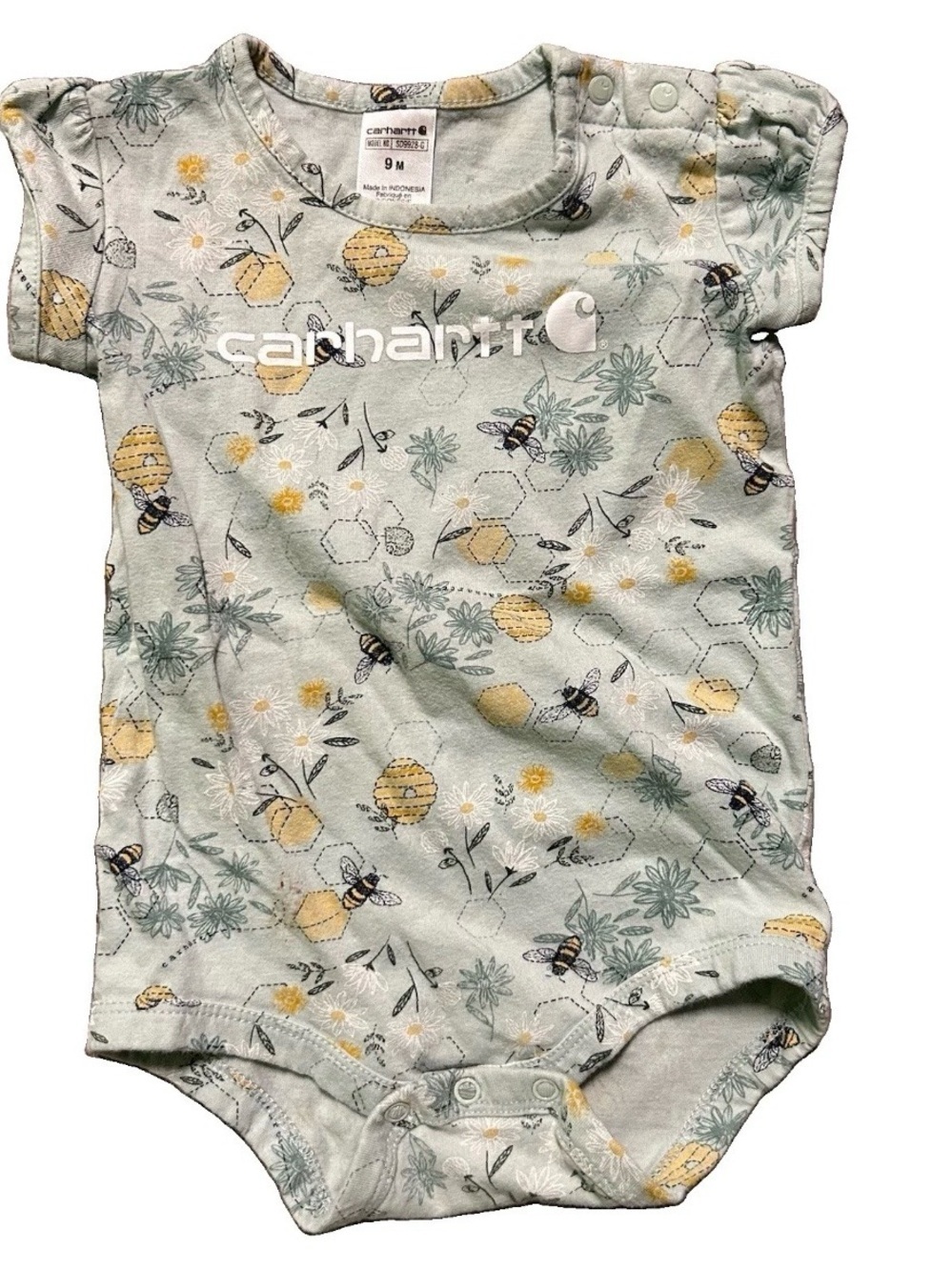 Carhartt Mint Green Bee & Floral Print One-Piece Bodysuit